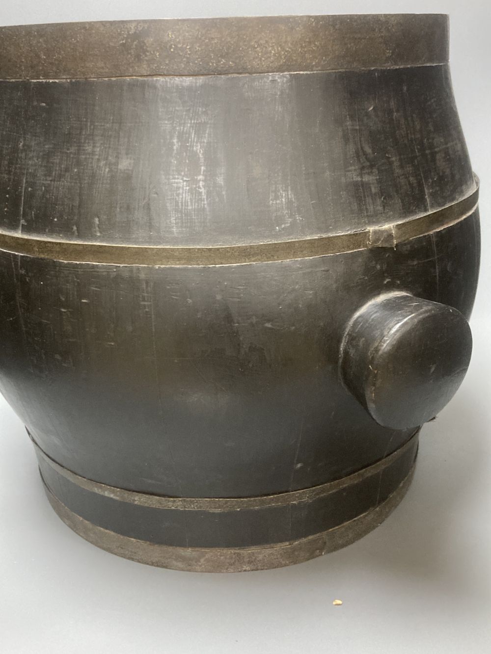 A Chinese coopered wood storage container, height 38cm